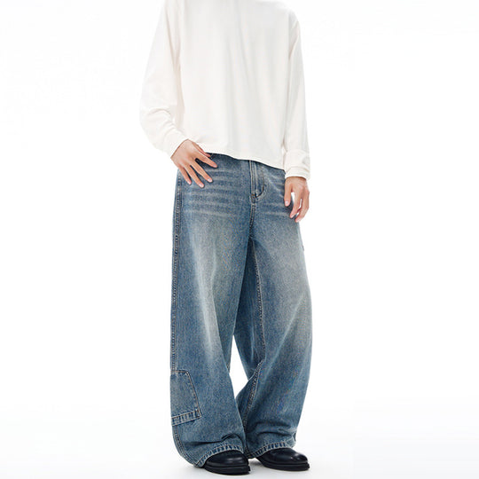 Herren Extremweite Baggy-Jeans mit tiefem Schritt und lässiger Used-Waschung Nord Taschen