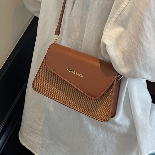 Damen Umhängetasche im stilvollen Kombi-Design mit hochwertigem Leder und gewebtem Stoff Nord Taschen