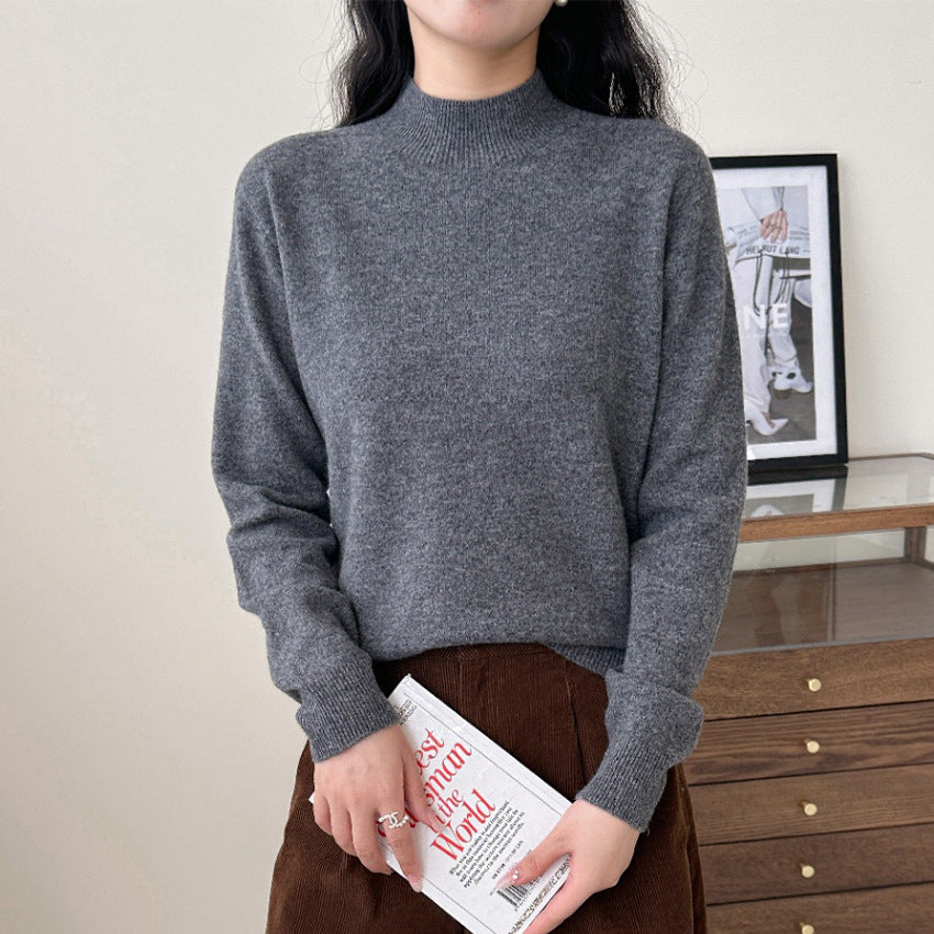 Damen Feiner Feinstrick-Pullover mit kurzem Stehkragen und Kaschmir-Optik Nord Taschen