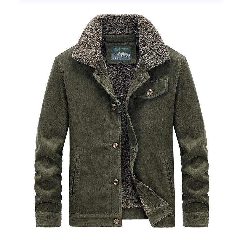 Herren Baumwoll-Cordjacke im Worker-Blouson mit wärmender Sherpa-Innenausstattung Nord Taschen