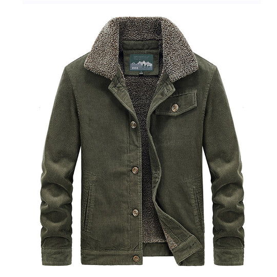 Herren Baumwoll-Cordjacke im Worker-Blouson mit wärmender Sherpa-Innenausstattung Nord Taschen