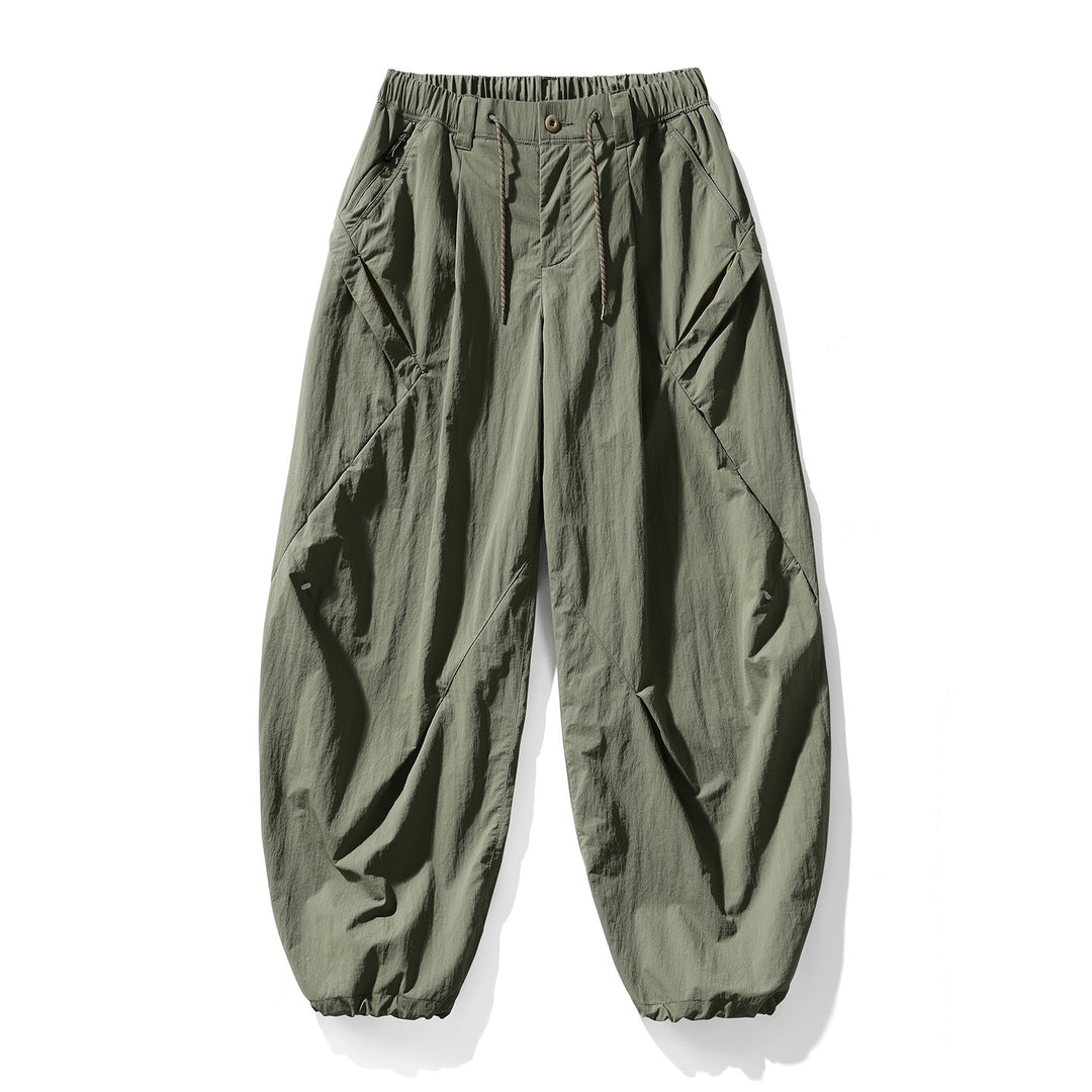 Herren Baggy-Cargohose mit asymmetrischen Eingriffstaschen, Tunnelzugbund und elastischen Knöchelabschlüssen Nord Taschen
