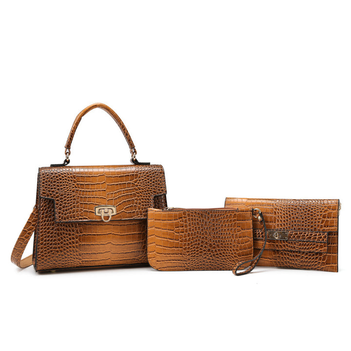 Damen Handtaschen-Set mit eleganter Krokodil-Prägung Nord Taschen
