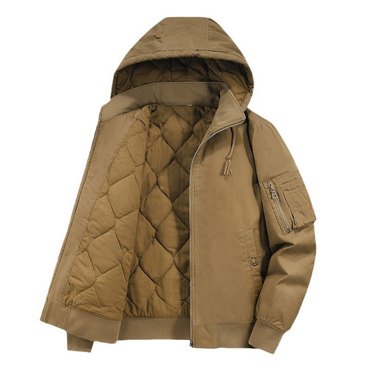 Herren wattierte Kapuzen-Canvas-Fieldjacke mit Ärmeltasche und Thermofutter Nord Taschen