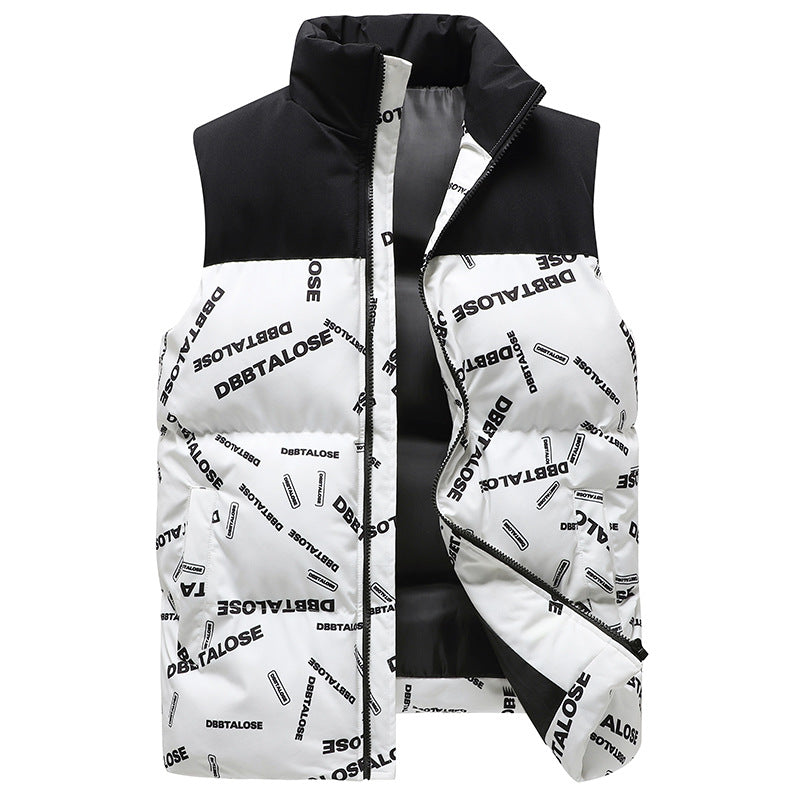 Herren Urban gesteppte Puffer‑Weste mit hohem Kragen, Kontrast-Schulterpartie und Allover‑Logodruck Nord Taschen