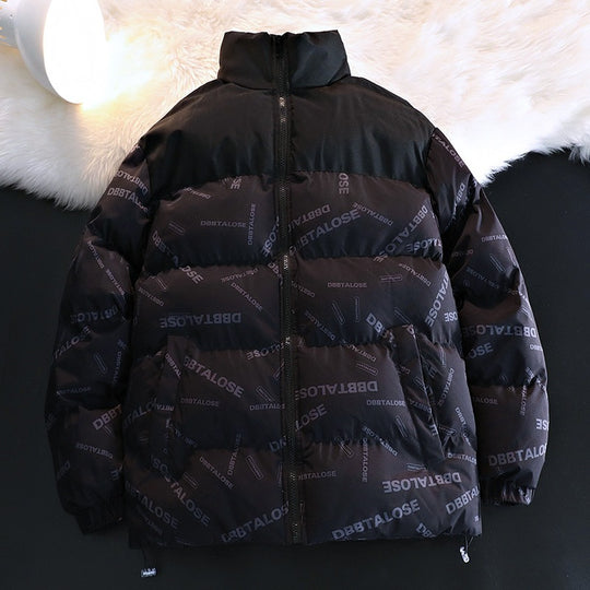 Unisex Gepolsterte Steppjacke mit Allover‑Logoprint, hohem Stehkragen & verstellbarem Saum Nord Taschen