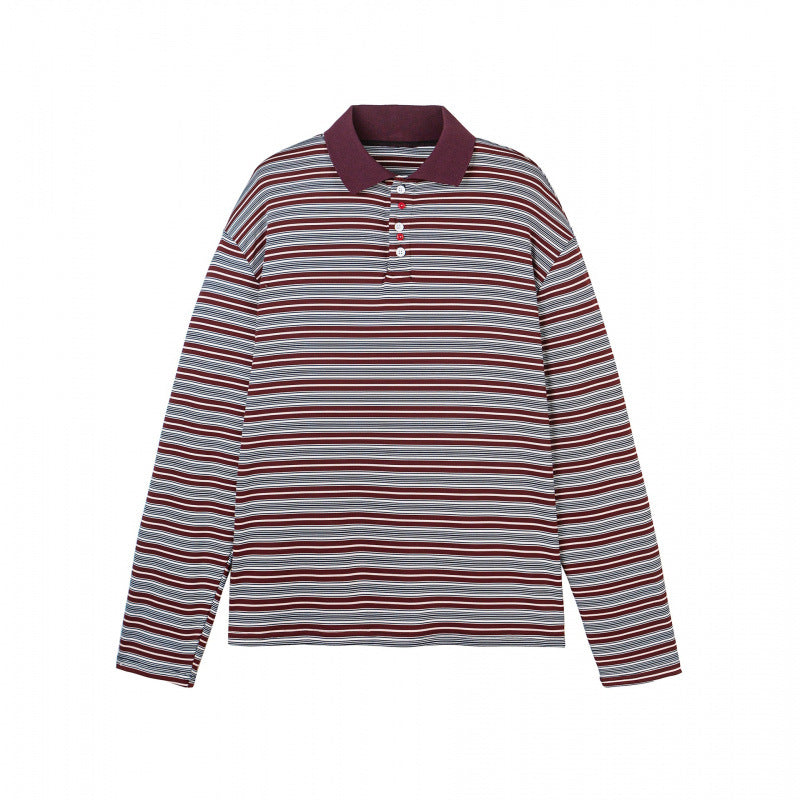 Herren Langarm-Poloshirt mit feinem Streifenmuster und Rippenkragen Nord Taschen