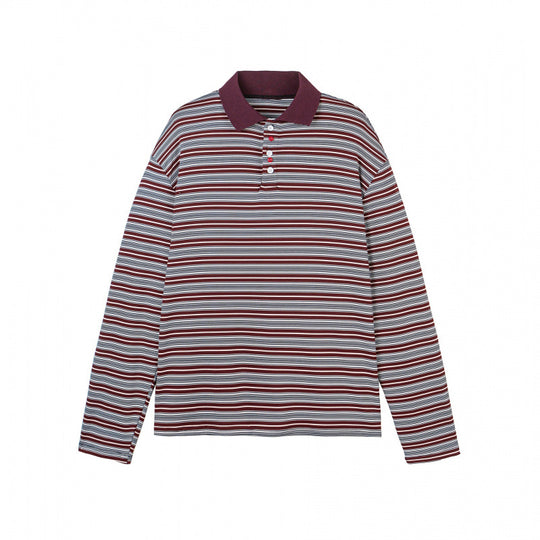 Herren Langarm-Poloshirt mit feinem Streifenmuster und Rippenkragen Nord Taschen