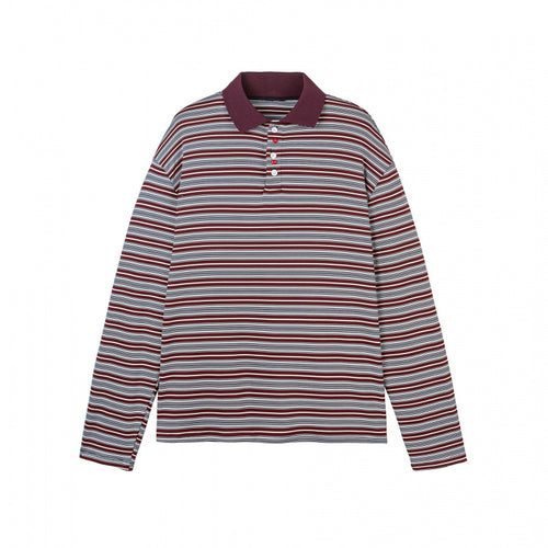 Herren Langarm-Poloshirt mit feinem Streifenmuster und Rippenkragen Nord Taschen