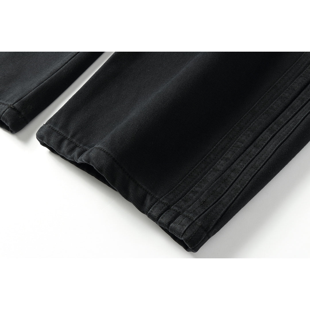 Damen Weite hochgeschnittene Jeanshose mit elastischem Bund, Kordelzug und Ziernähten Nord Taschen