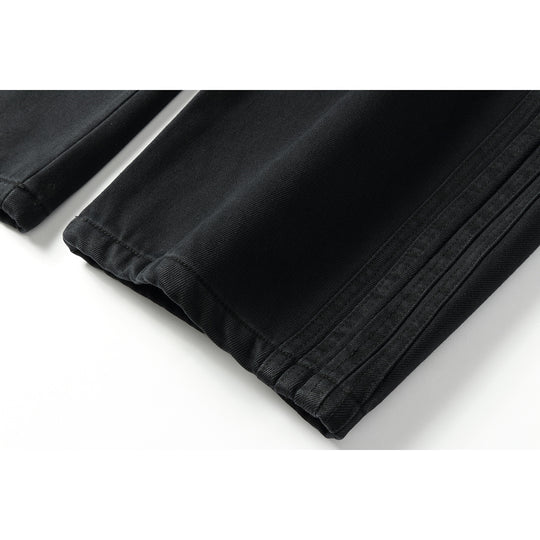 Damen Weite hochgeschnittene Jeanshose mit elastischem Bund, Kordelzug und Ziernähten Nord Taschen