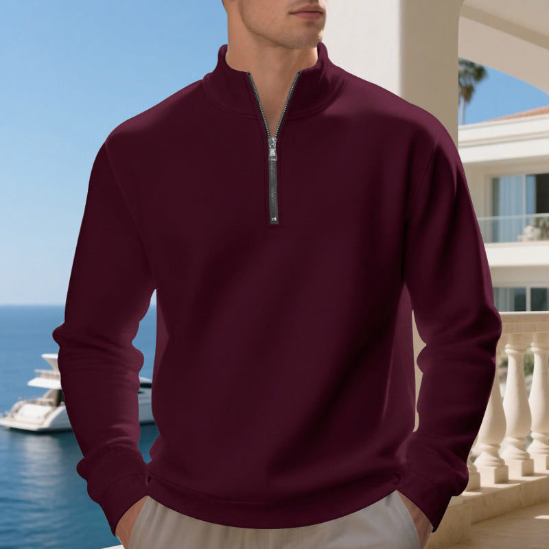 Herren sportlicher Sweatshirt mit modernem Stehkragen und Reißverschluss - Arvani
