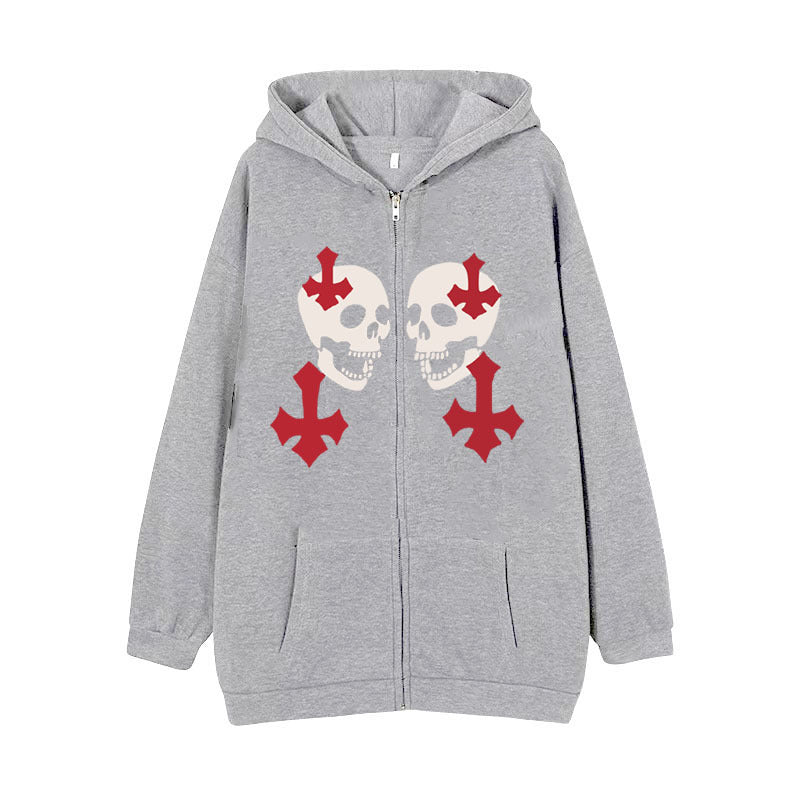 Damen nan Kapuzenjacke mit durchgehendem Reißverschluss und Rippenherz-Print Nord Taschen
