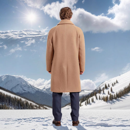Herren Mid‑Length Teddy‑Wollmantel mit aufgesetzten Eingrifftaschen und Stehkragen Nord Taschen
