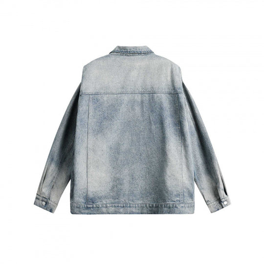 Unisex Boxy-Jeansjacke mit doppeltem Brustreißverschluss, Pattentaschen und geradem Saum Nord Taschen