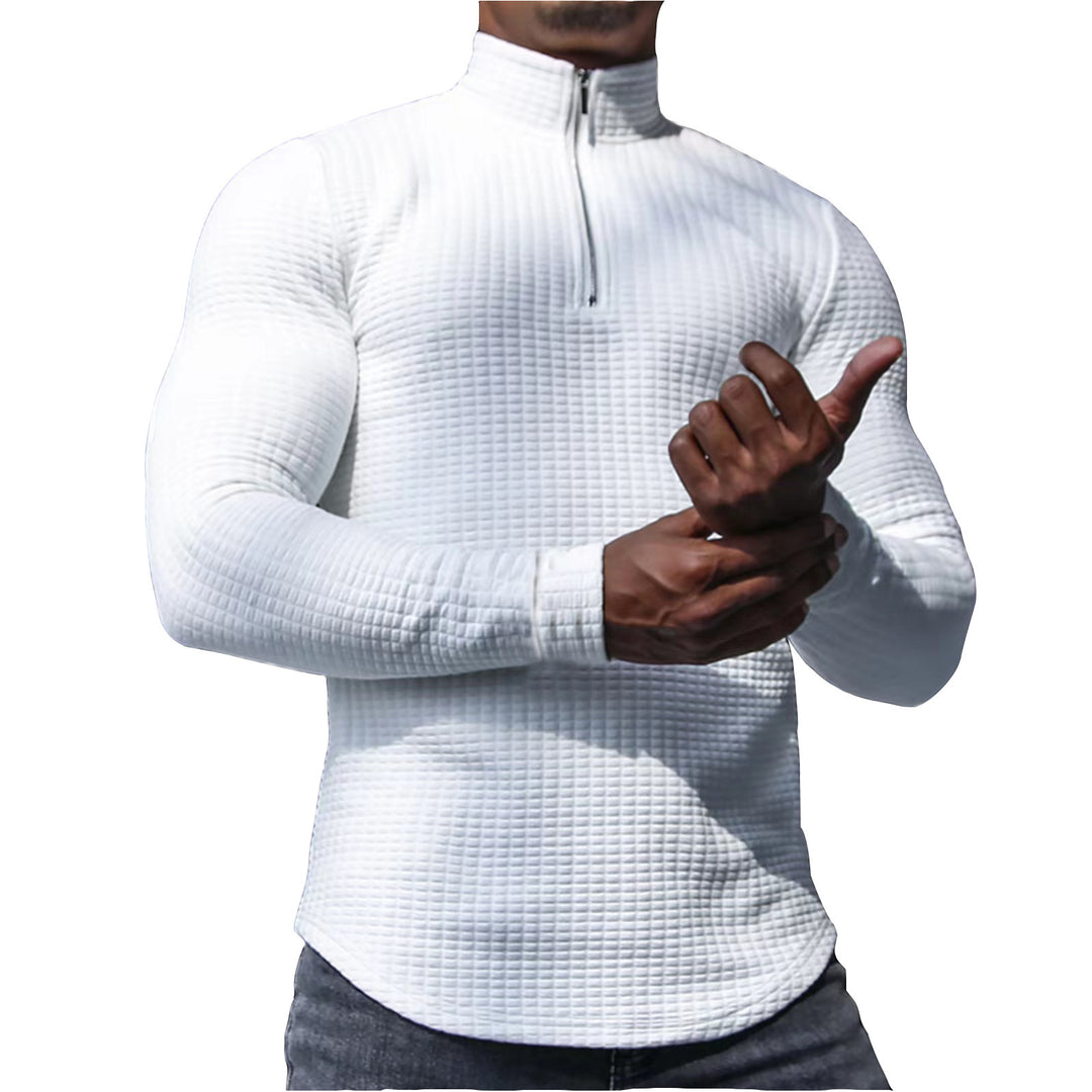 Herren Waffelstrick-Langarmshirt mit kurzem Reißverschluss Nord Taschen