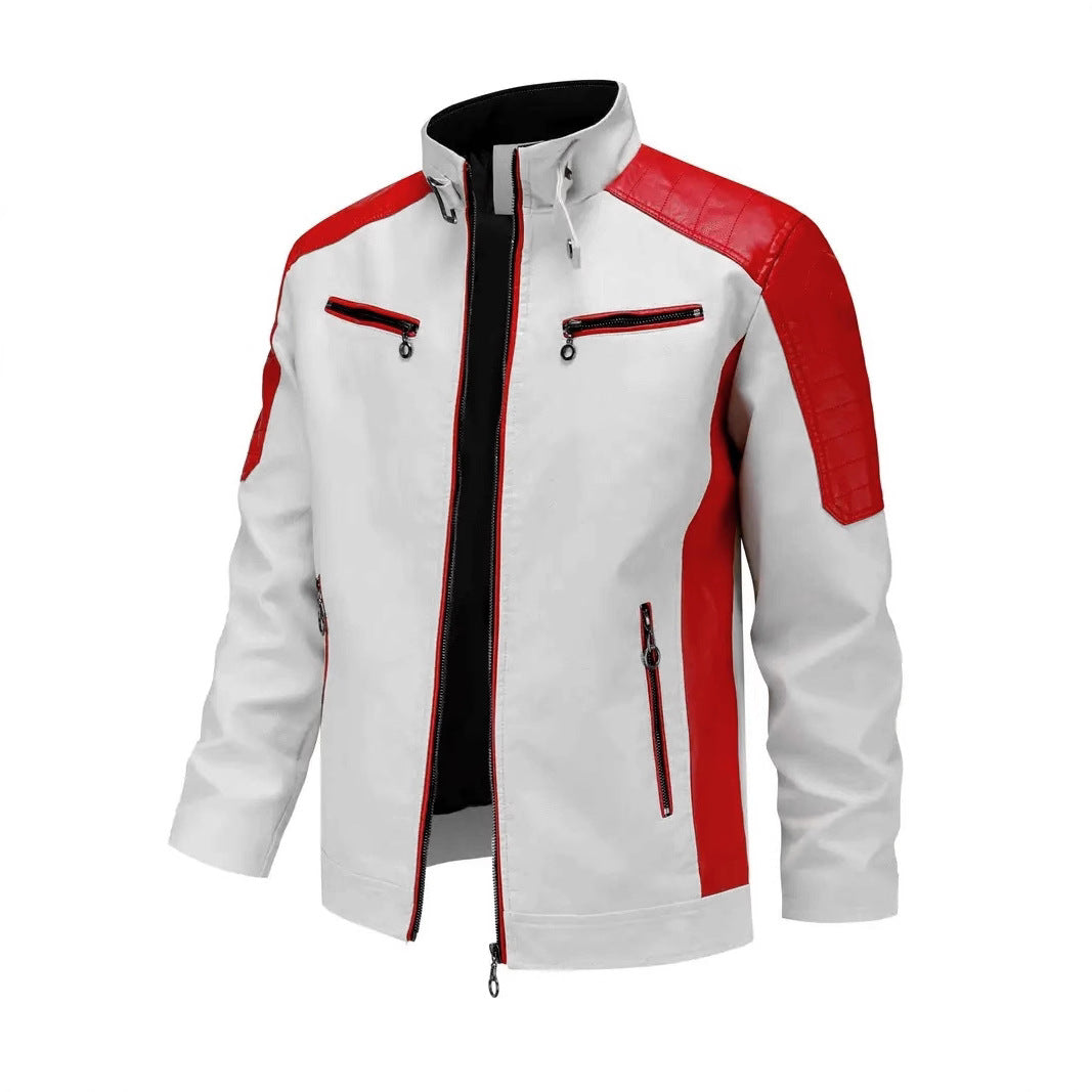 Herren Sportliche Kunstlederjacke mit Reißverschluss Nord Taschen