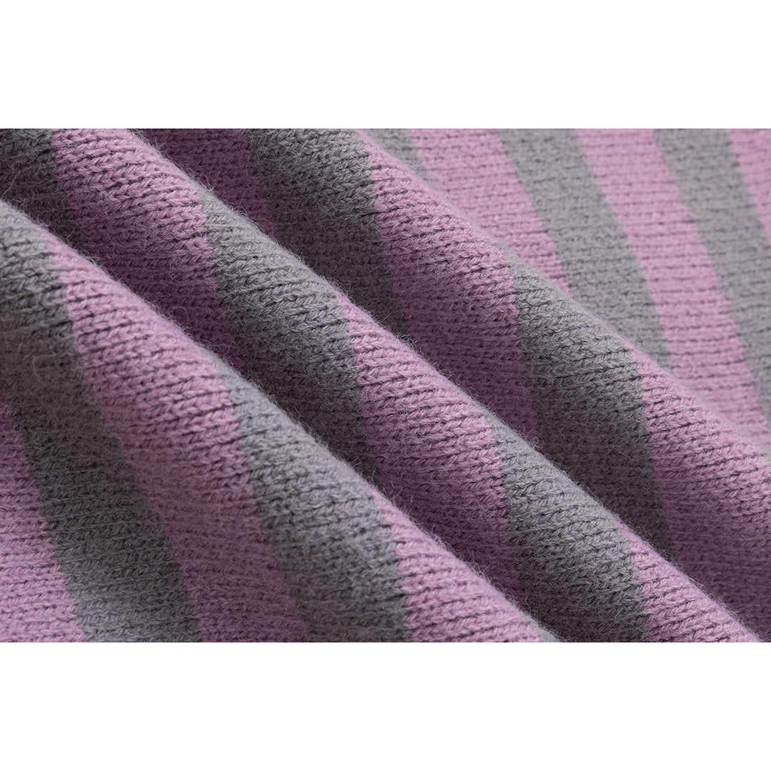 Damen Strickjacke im Patchwork-Streifenmix mit Stehkragen und Knopfleiste Nord Taschen