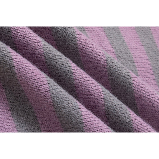 Damen Strickjacke im Patchwork-Streifenmix mit Stehkragen und Knopfleiste Nord Taschen