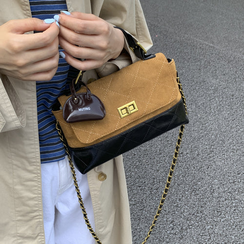 Damen modische Handtasche aus hochwertigem Wildleder mit kontrastierenden Details Nord Taschen