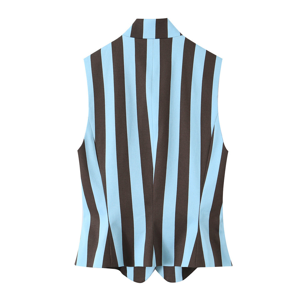 Damen Weite High‑Waist Palazzohose mit vertikaler Streifenoptik und geradem Bein Nord Taschen