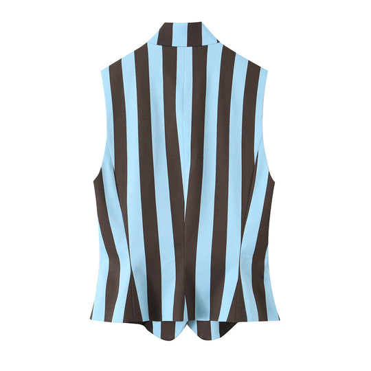Damen Weite High‑Waist Palazzohose mit vertikaler Streifenoptik und geradem Bein Nord Taschen