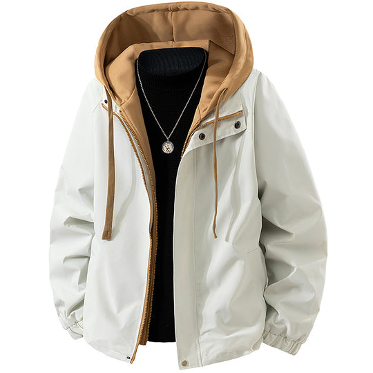 Herren Zweilagige Windbreaker-Kapuzenjacke mit Kontrastfutter und verdecktem Reißverschluss Nord Taschen