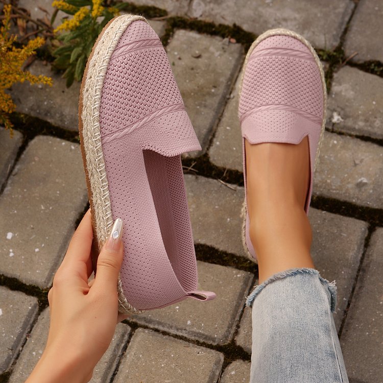 Damen  atmungsaktive Strick-Espadrilles mit geflochtener Jute-Sohle und flexiblem Memory-Fußbett Nord Taschen