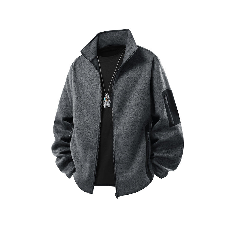 Herren Fleecejacke mit Stehkragen, verdecktem Zwei-Wege-Reißverschluss und wasserabweisenden Utility-Einsätzen Nord Taschen