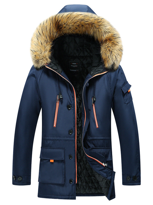 Herren Urbaner Winterparka im Fieldstil mit abnehmbarem Kunstfellbesatz und multifunktionalen Taschen Nord Taschen