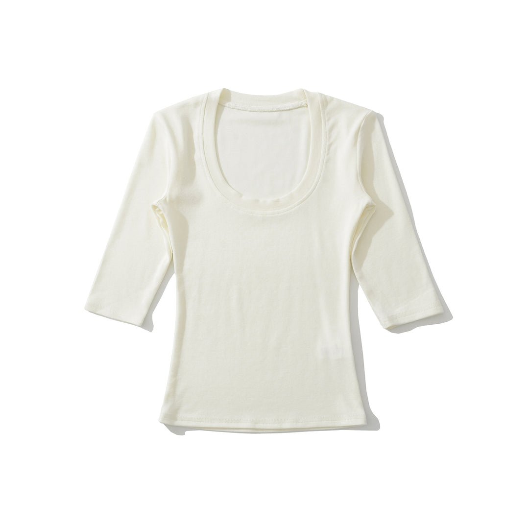 Damen Eng anliegendes Longsleeve mit tiefem Rundhalsausschnitt Nord Taschen