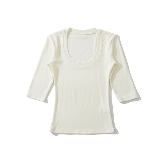 Damen Eng anliegendes Longsleeve mit tiefem Rundhalsausschnitt Nord Taschen