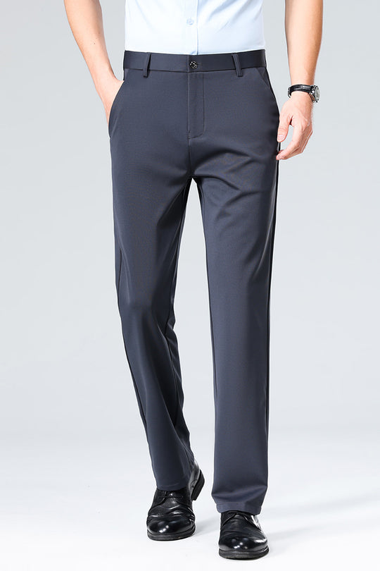 Herren Elegante gerade geschnittene Stretch-Businesshose mit Bügelfalte Nord Taschen