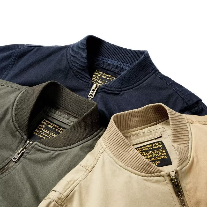 Herren Baumwoll-Canvas Bomberjacke mit Ärmeltasche und Rippbündchen Nord Taschen