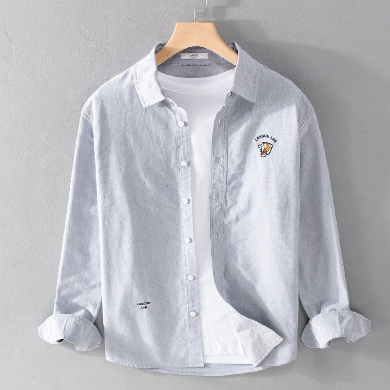 Herren Leichtes Baumwoll-Overshirt im Layering-Look mit Logostickerei und Kentkragen Nord Taschen