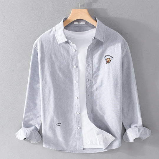 Herren Leichtes Baumwoll-Overshirt im Layering-Look mit Logostickerei und Kentkragen Nord Taschen