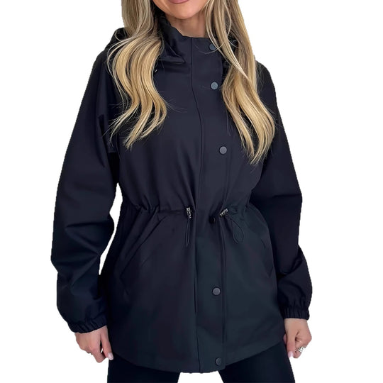 Damen Wasserabweisender Kurzparka mit Kapuze, Tunnelzug und Druckknopf-Leiste Nord Taschen