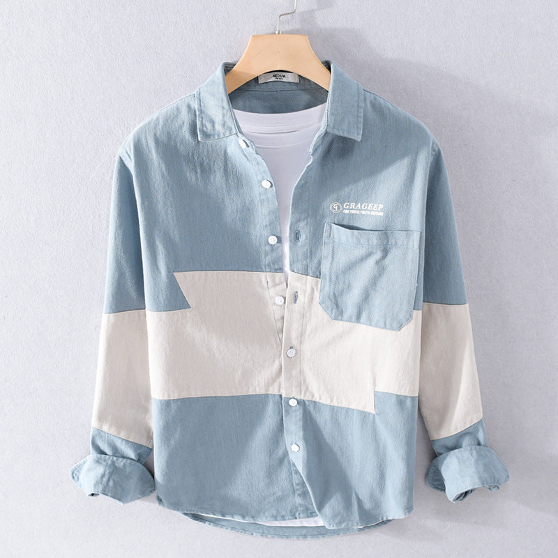 Herren Farbblock-Overshirt aus Baumwollmix mit Brusttasche und Relaxed-Fit Nord Taschen