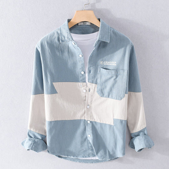 Herren Farbblock-Overshirt aus Baumwollmix mit Brusttasche und Relaxed-Fit Nord Taschen