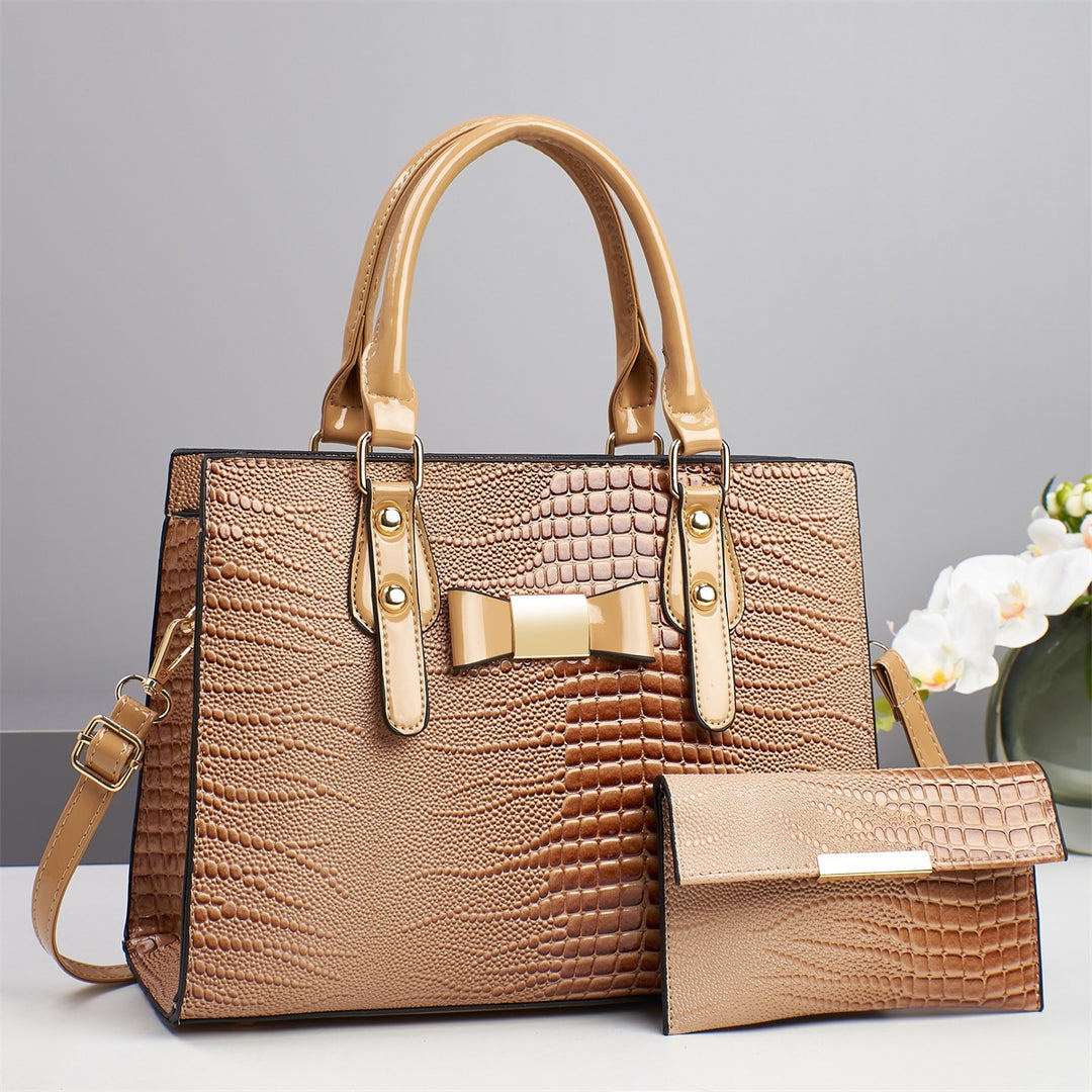 Damen Handtasche mit strukturiertem Kroko-Look und abnehmbarer Clutch Nord Taschen