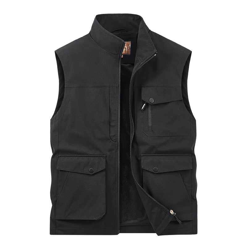 Herren Outdoor-Utilityweste mit Multitaschen, Reißverschluss und Meshfutter Nord Taschen