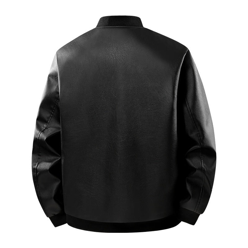 Herren Lederbomberjacke mit schmalem Stehkragen, verdecktem Reißverschluss und minimalistischen Ziernähten Nord Taschen