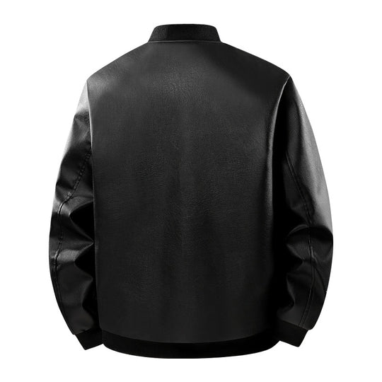 Herren Lederbomberjacke mit schmalem Stehkragen, verdecktem Reißverschluss und minimalistischen Ziernähten Nord Taschen