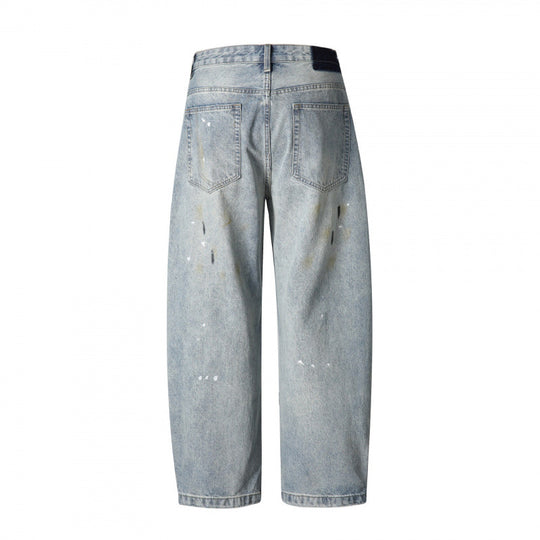 Herren Weitgeschnittene Vintage-Denimhose mit Used-Effekt, Paint-Splatter und Distressed-Details Nord Taschen