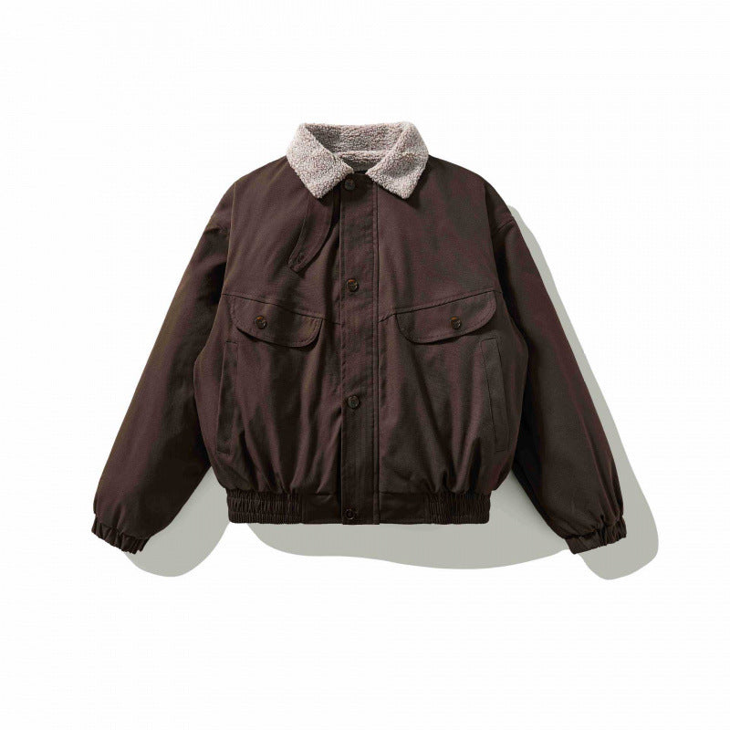 Herren Boxy-Utility-Bomberjacke mit Sherpa-Kragen und verdeckter Druckknopfleiste Nord Taschen