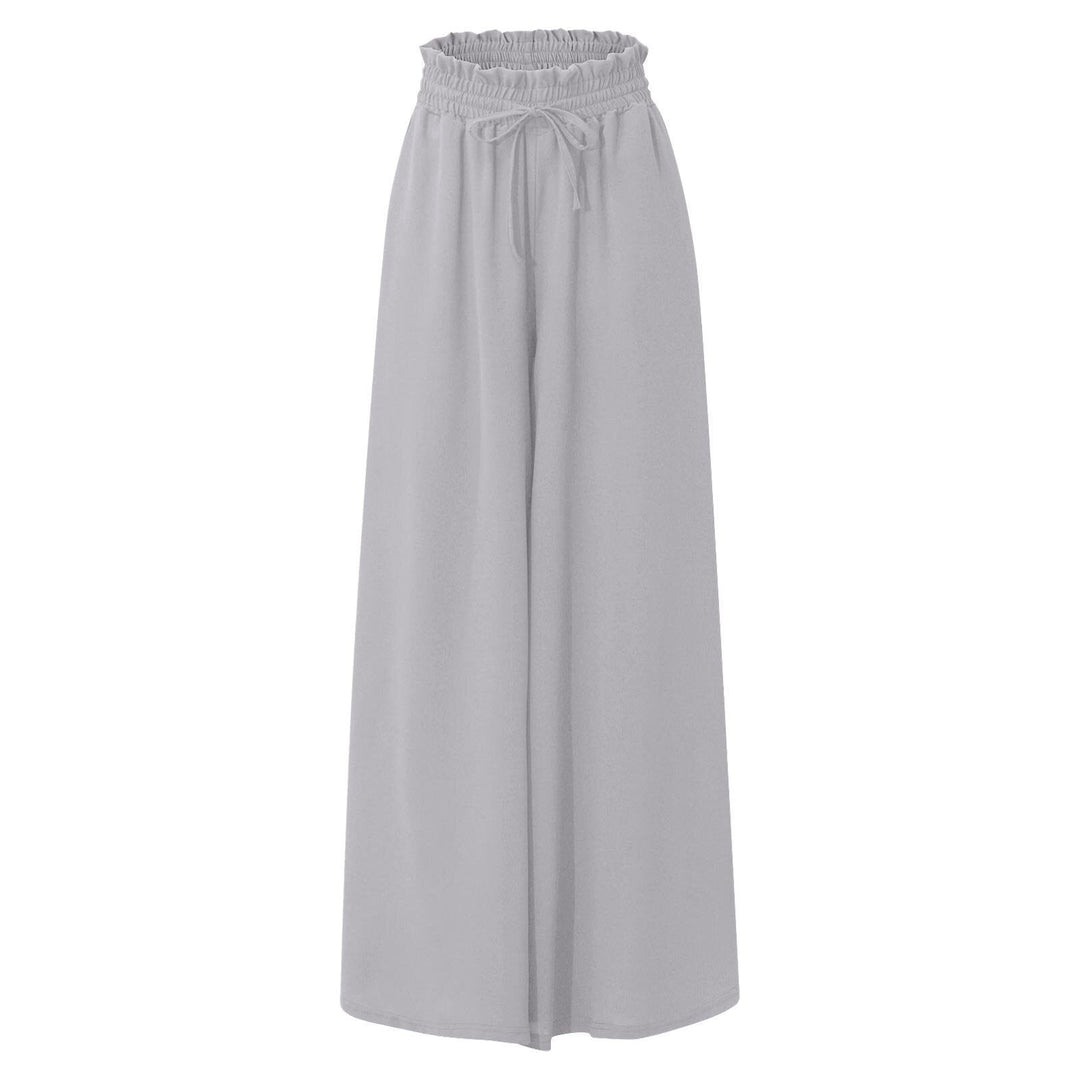 Damen Weite Leinenhose mit Gummizug und Seitentaschen