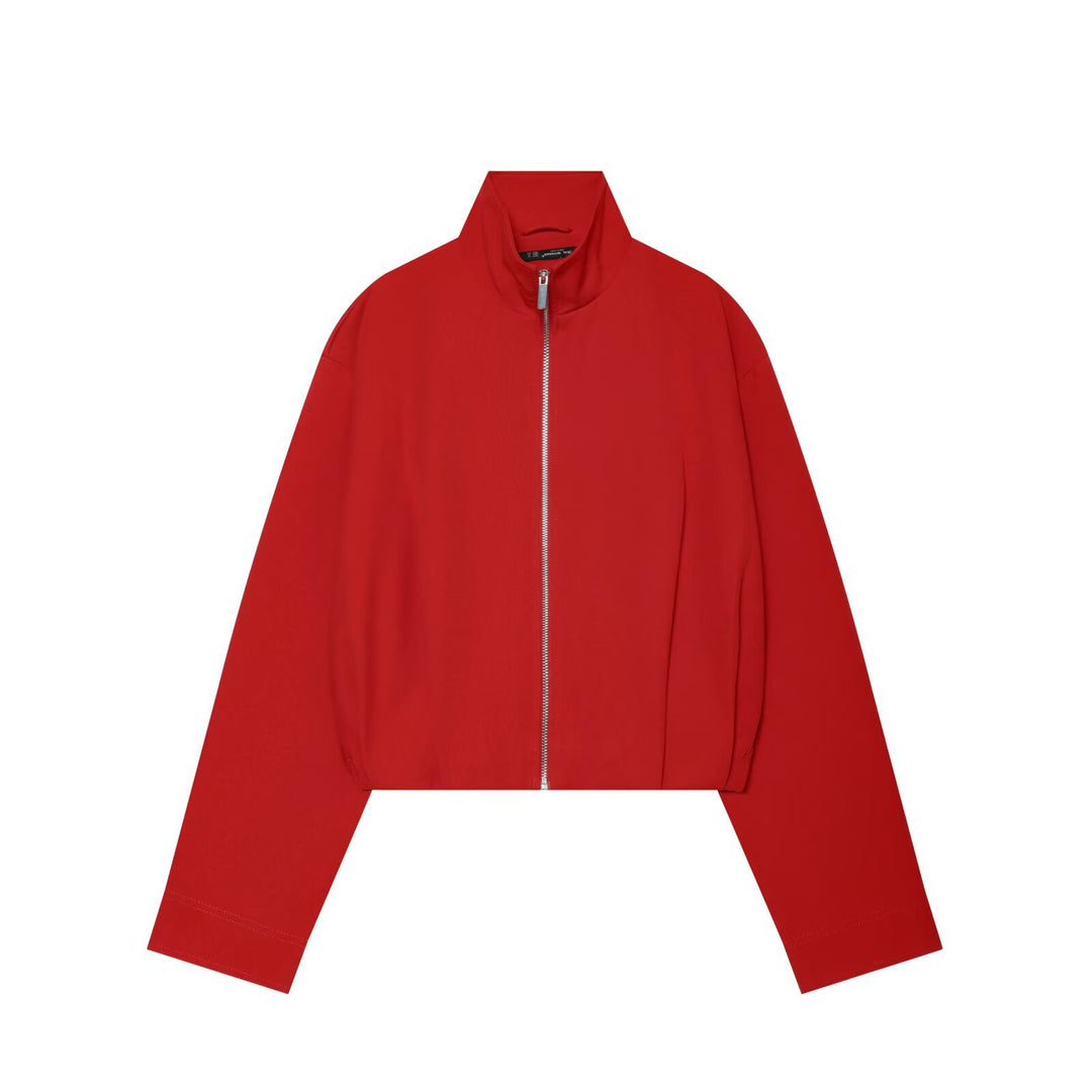 Damen Cropped Blousonjacke mit hohem Stehkragen, kastiger Silhouette und durchgehendem Metallreißverschluss Nord Taschen