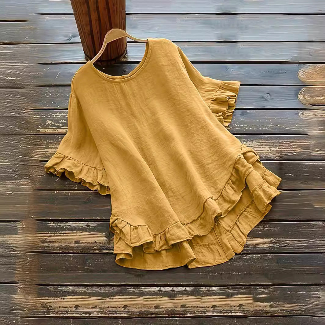 Damen lässiges Oberteil mit Rüschendetails und weit geschnittenem Design