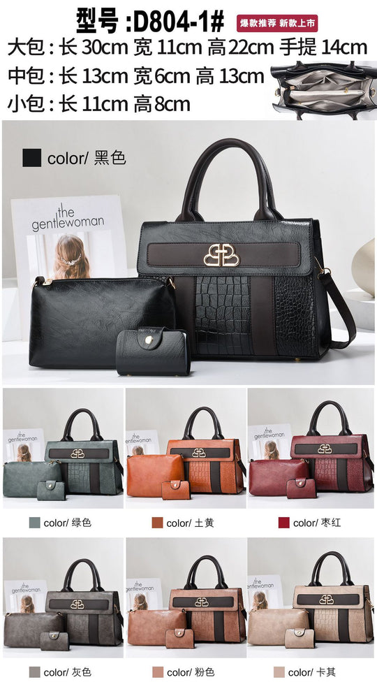 Damen elegante Handtasche im Set mit abnehmbarer Clutch und Portemonnaie Nord Taschen