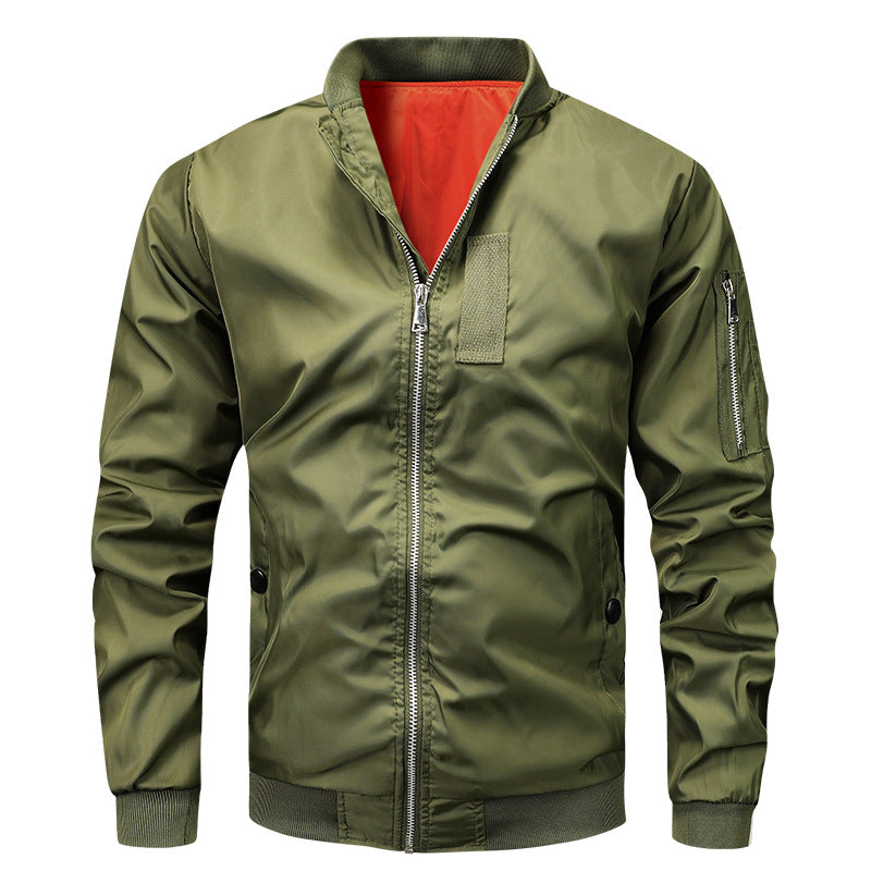 Herren  klassische Piloten-Bomberjacke mit kontrastierendem Innenfutter, Ärmel-Reißverschlusstasche und elastischen Bündchen Nord Taschen